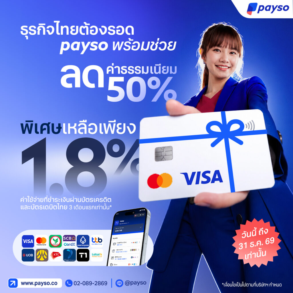 ร้านค้าใหม่รับสิทธิพิเศษ Visa/Mastercard 1.8%